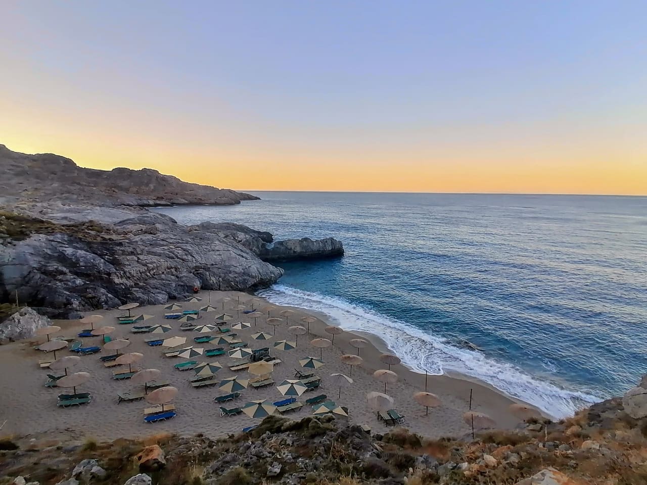 Ammoudaki Beach or Mikro Ammoudi Beach in Plakias at Dawn