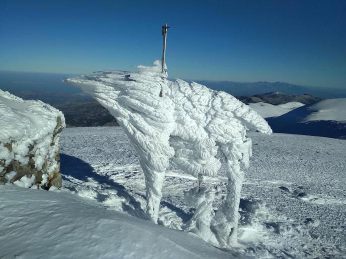 The Βarefoot Μarathon Runner in the Snow at Psiloritis Mountain