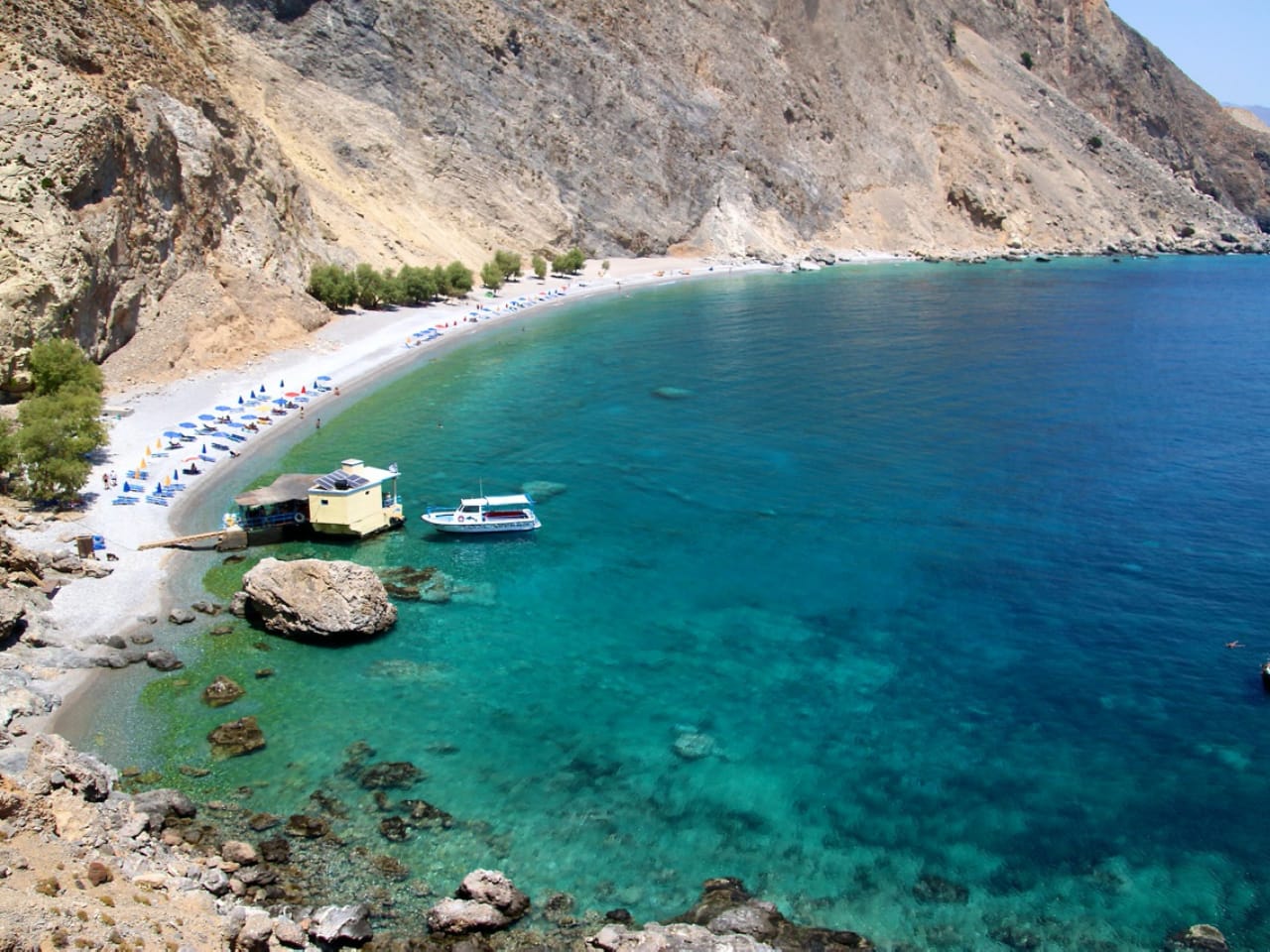 sweetwater beach panoramic view, boat trip south chania crete