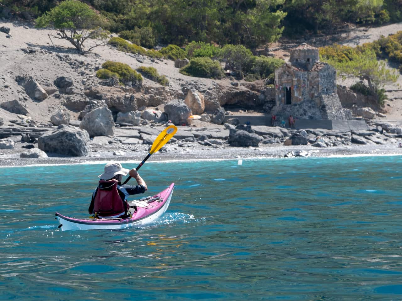 agios pavlos beach, agios pavlos church, st. pavlos beach church chania crete, multi day sea kayak expedition south chania crete, sea kayak tour chania, sea kayak trip south chania, best sea kayak expedition greece