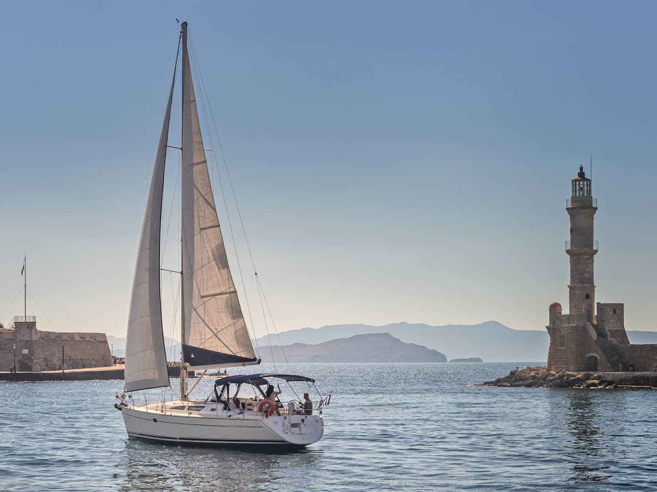 A Day Out Sailing Chania, Short Day Private sailing Tour, sailing chania crete, sailing activities chania, chania activities, best sailing trip chania crete, chania sailing theodorou island, agioi theodoroi island sailing chania, sail fishing summer, sailing in Crete