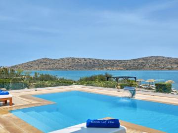 elounda seafront villa, elounda luxury villa with heated pool, elounda family villa, elounda villa private pool, elounda beachfront villa crete, four bedroom villa elounda, big group family villa elounda, best villa elounda village, sea view villa elounda