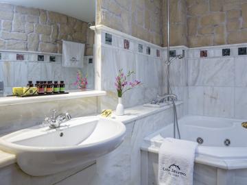 bathroom two-bedroom suite, casa delfino hotel chania crete, boutique hotel chania